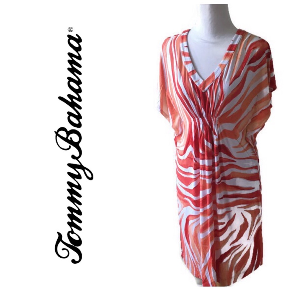 Tommy Bahama Orange White Zebra Stripe Knit Dress